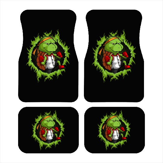 Kung Fu Turtle With Halftone Fire Background Car Mats