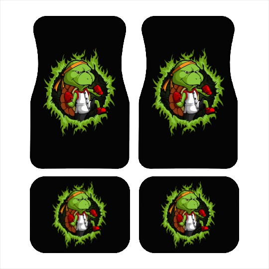 Kung Fu Turtle With Halftone Fire Background Car Mats