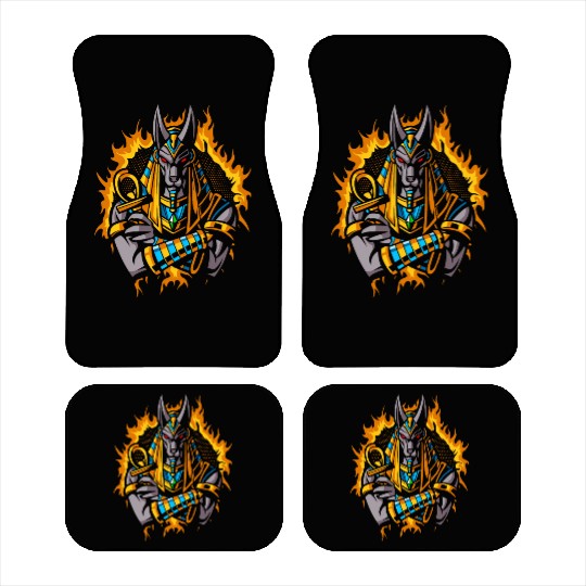 Anubis God With Halftone Gold Fire Car Mats