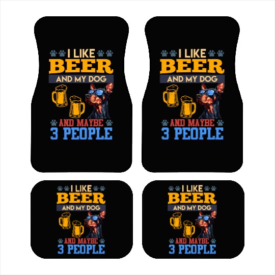 Doberman LIKE BEER AND DOG AND MAYBE 3 PEOPLE Car Mats