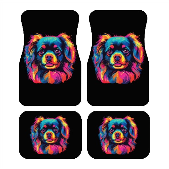 Watercolor Colorful Tibetan Spaniel Car Mats