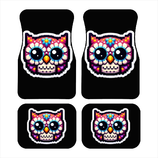Cute Dead Sugar Owl , day of the dead owl Car Mats
