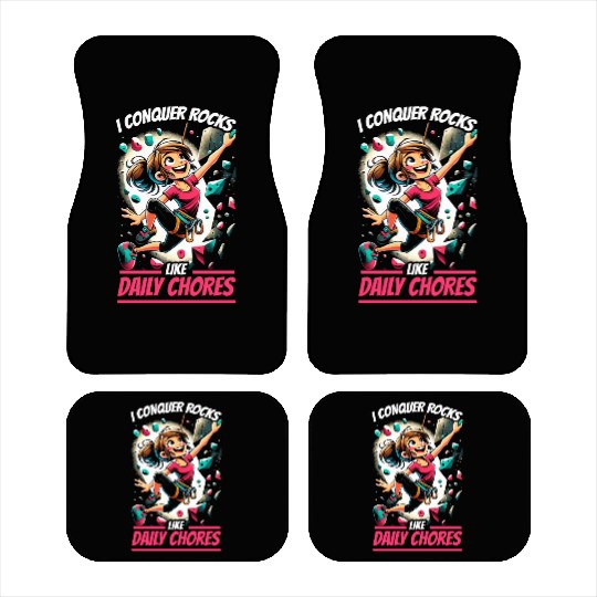 Bouldering Girl Boulderer Rock Climbing Wall Car Mats
