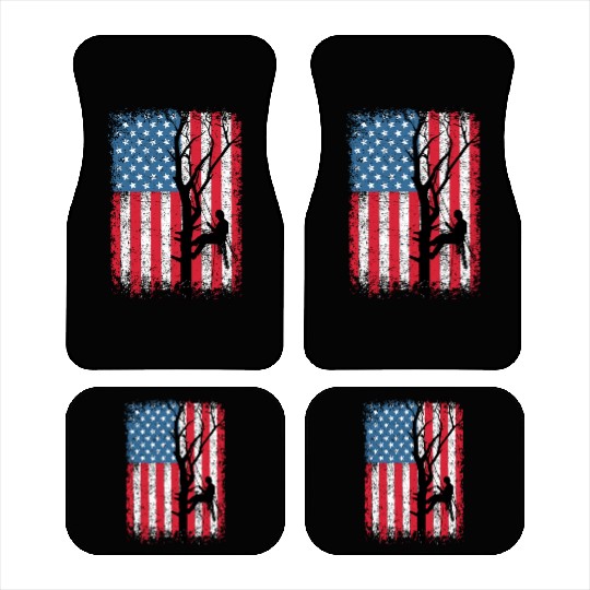 American Flag Arborist Gift For Men Cool Tree Love Car Mats