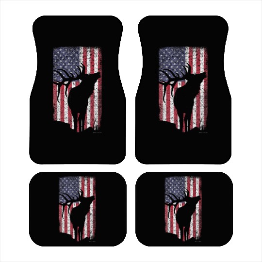 Elk Hunting Bugling Bull US Flag American Car Mats