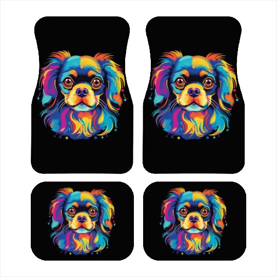 Watercolor Colorful Tibetan Spaniel Car Mats