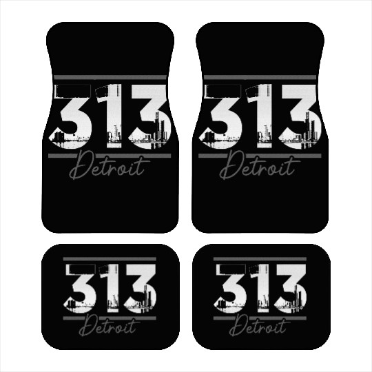 Detroit 313 Area Code Skyline Michigan Car Mats