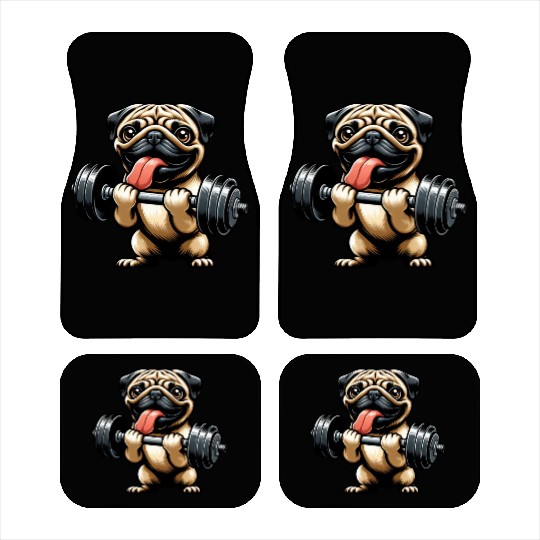 Pug Workout: Fun Dumbbell Training Car Mats