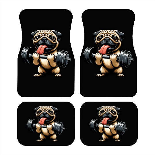 Pug Workout: Fun Dumbbell Training Car Mats