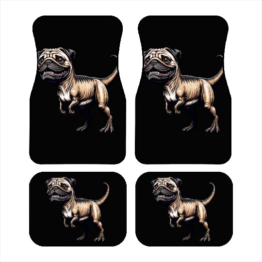 T-Rex & Pug Hybrid Cartoon Fun Car Mats