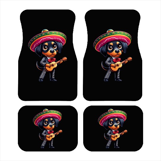 Doberman as Mariachi Guitarist Cinco de Mayo Car Mats