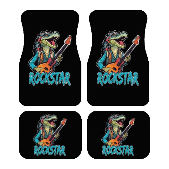 Rockstar Reptile Musician with Electric Guitar Car Mats