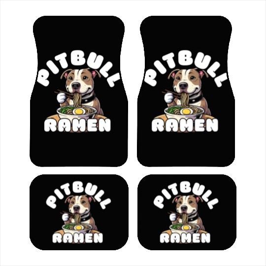 Pitbull Eating Ramen Car Mats