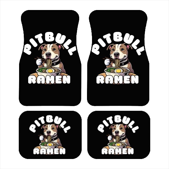 Pitbull Eating Ramen Car Mats