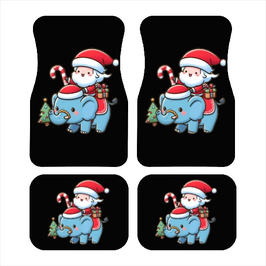 Cute Santa Claus on elephant Car Mats