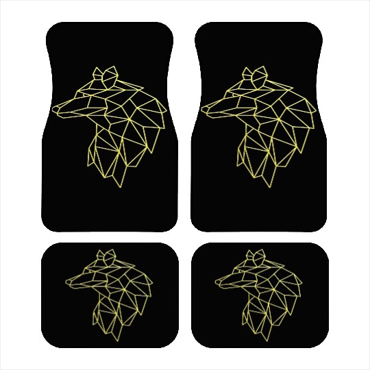 Wolf face tattoo geometric modern Colorful Car Mats