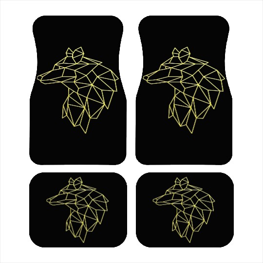 Wolf face tattoo geometric modern Colorful Car Mats