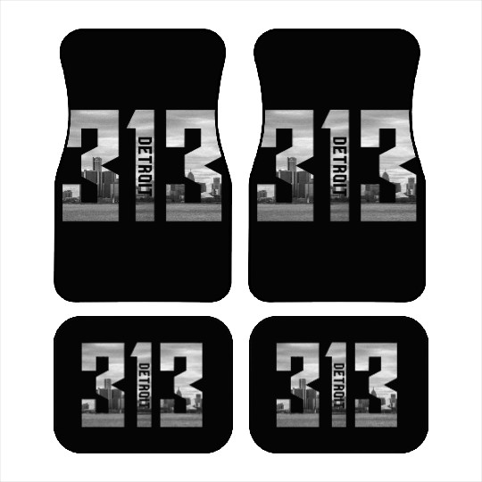 Detroit Michigan 313 Area Code Skyline Car Mats