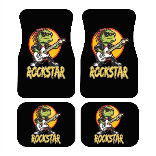 Rockstar Reptile Musician with Electric Guitar Car Mats