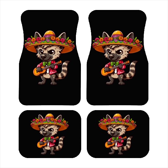 Cinco de Mayo Hyena Mariachi Guitar Car Mats