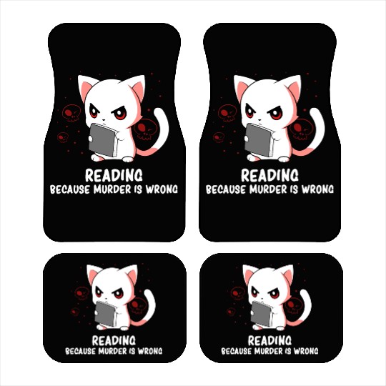 Reading - Reading Cat - Dark Humor - Reading Book Car Mats