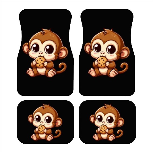 Monkey Chimpanzee Snacking Cookies Car Mats
