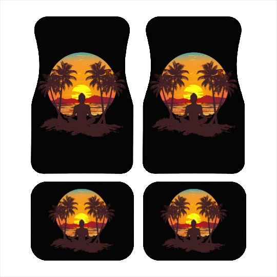 Meditation Sunset and Palm Trees Car Mats