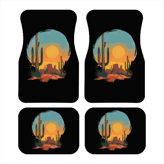Sunset Cactus Landscape Serenity Scene Car Mats