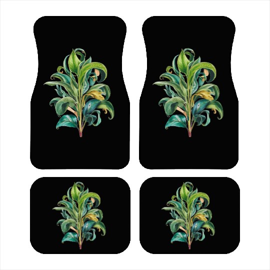 Watercolor Plant Hand Painted Car Mats