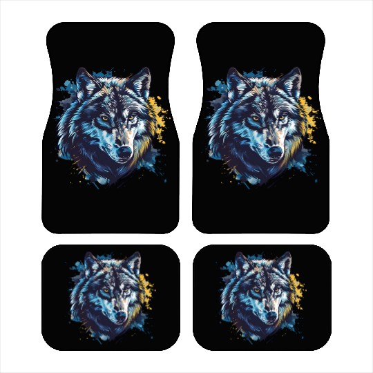 Alpha Wolf Paint Splash Car Mats