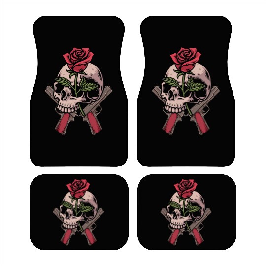Skeleton Roses Guitar Skull Roses Guns Car Mats