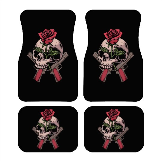 Skeleton Roses Guitar Skull Roses Guns Car Mats