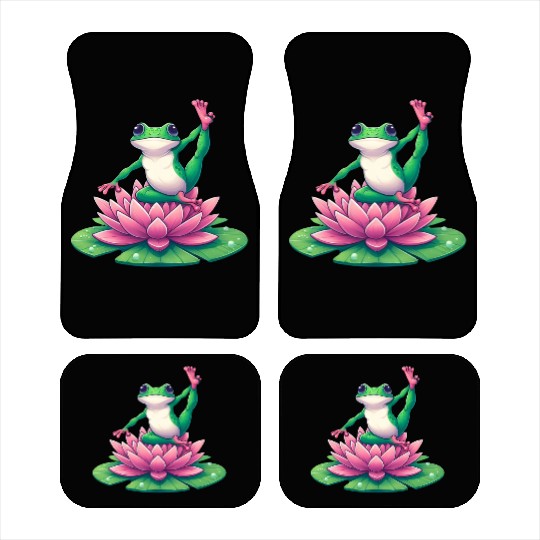 Frog Yoga Meditation on Water Lily Car Mats