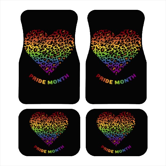 LGBTQ+Pride Month Rainbow Heart Leopard pattern Car Mats