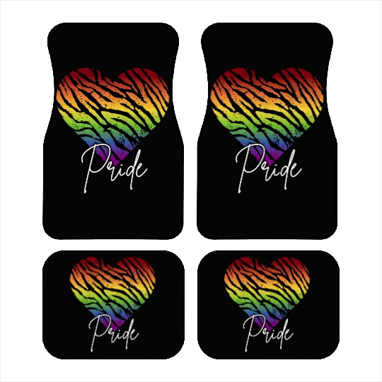 LGBTQ+Pride Rainbow heart-pattern tiger leather Car Mats