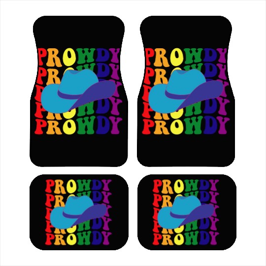 Prowdy Gay Lesbian Howdy Cowboy LGBTQ Pride Groovy Car Mats