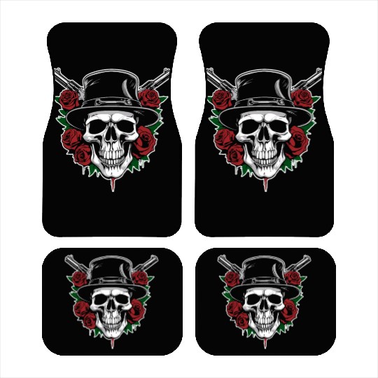Skeleton Roses Guitar Guns Skull Roses Car Mats