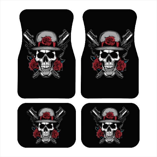 Skeleton Roses Guitar Skull Roses Guns Car Mats