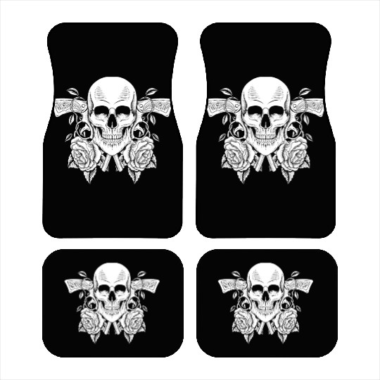 Skeleton Roses Guitar Guns Skull Roses Car Mats