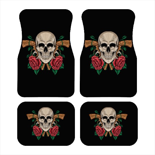 Skeleton Roses Guitar Guns Skull Roses Car Mats