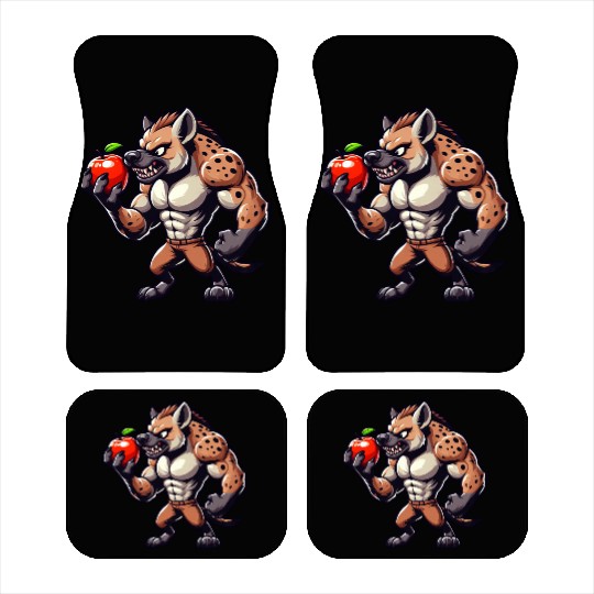 Hyena Enjoying Apple Fitness Workout Car Mats