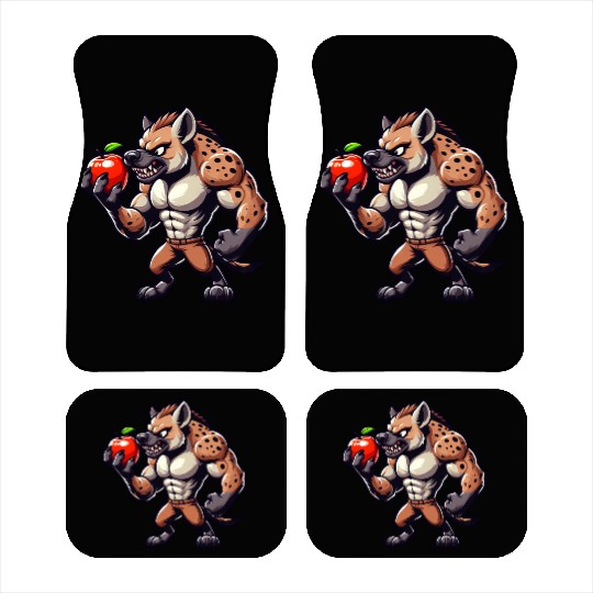 Hyena Enjoying Apple Fitness Workout Car Mats