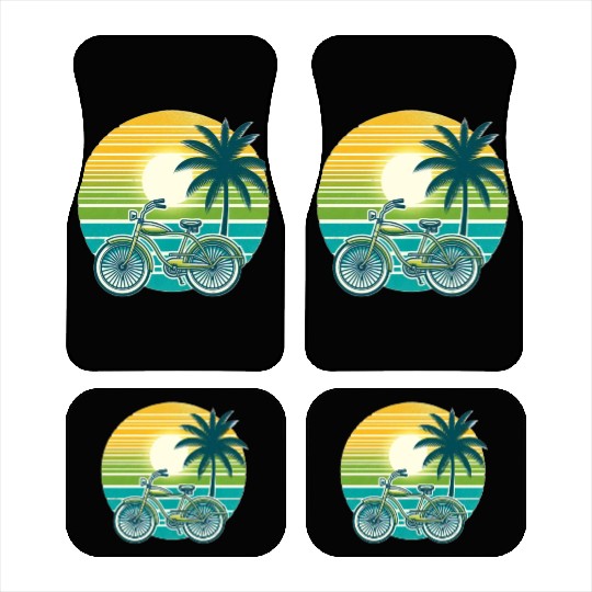 Retro Bike and Palm Tree Car Mats