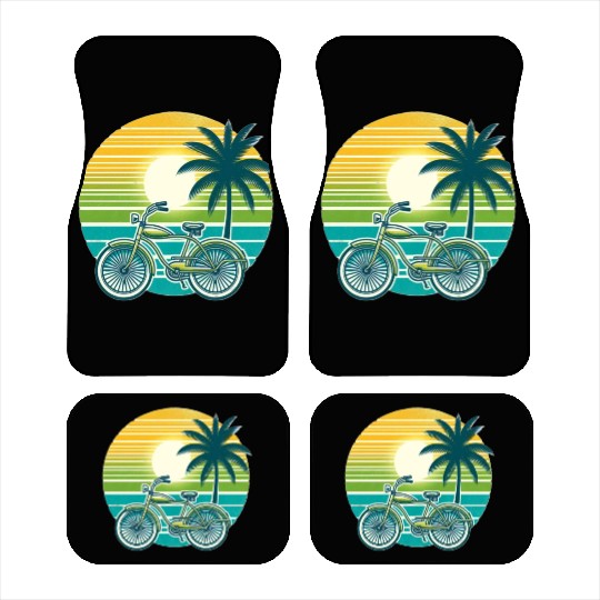 Retro Bike and Palm Tree Car Mats