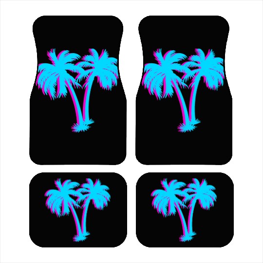 Tropical and Aesthetic Beach Vaporwave Palm Tree Car Mats