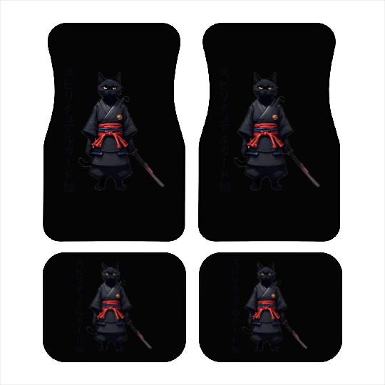 Black cat samurai Car Mats