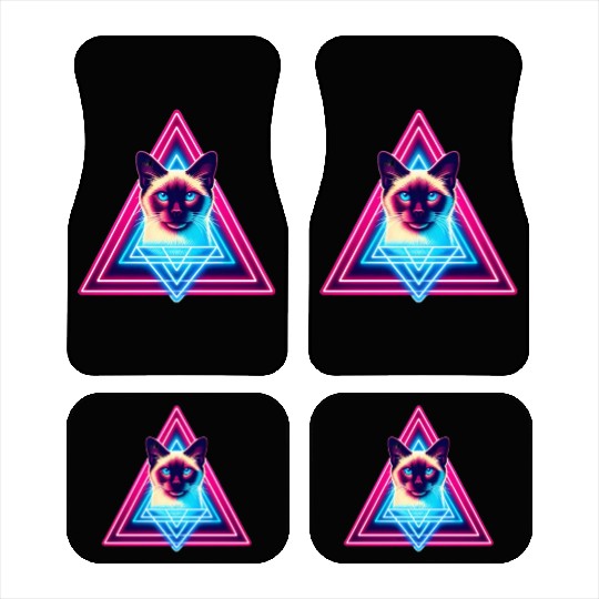 Siamese cat in the 80s style triangle Car Mats