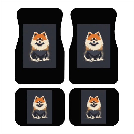 Pomeranian Dog 2 - Japanese Old Vintage Car Mats