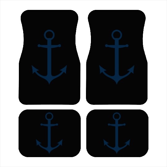 Navy Blue Sailing Boat Anchor Car Mats