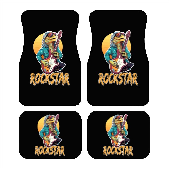 Rockstar Reptile Musician with Electric Guitar Car Mats